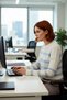 Women's Oversize Fit Gray Striped Crew Neck Crop Knit Sweater Long Low Sleeve Detail High Quality - 3