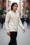 Men's Oversize Wide Fit Hair Braided Crew Neck Knitwear Sweater Ideal Choice for Winter Fashion