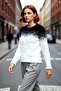 Women's Gradient Patterned Crew Neck Regular Fit Long Sleeve Fuzzy Knit Sweater Winter Outfits