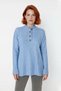 Women's Ecru Relaxed Fit Buttoned Collar Low Sleeve Knitwear Sweater Ideal for Winter Days Elegance Quality - 2