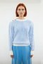 Women's Light Blue Striped Button Detailed Crew Neck Long Sleeve Knitwear Sweater Stylish for Everyday Outfits - 2