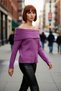 Women's Carmen Collar Regular Fit Long Sleeve Ribbed Knit Sweater Offers Day and Night Elegance