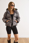 Women's Gray Pocket Hooded Puffer Coat Kbn-19000021 - 6