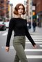 Women's Exclusive Crop Design Boat Neck Fuzzy Knit Sweater Ideal for Winter Days Long Sleeve Comfortable