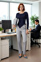 Women's Fitted Navy Blue Crew Neck Knitwear Sweater Modern Asymmetrical Cut Spring Autumn Chic - 3