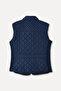 Women's Navy Blue Fitted Quilted Zippered Vest - 7
