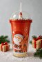Santa Claus and Cute Deer Patterned under Snowflakes Colorful Straw Mug Cup Water Bottle 450ml 2768A - 2