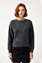 Embroidered Floral Pattern Gray Knitwear Sweater for Women Crew Neck Regular Fit Winter Chic - 2