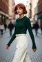 Women's Fitted Polo Neck Knitwear Sweater Acrylic Material Long Sleeve Basic Stylish Casual for Everyday Outfits