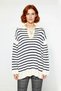 Women's Relaxed Fit Striped Lace-Up Collar Knitwear Sweater Ideal Choice for Daily Use Quality - 2
