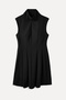 Women's Blue Sleeveless High Neck Pleated Mini Dress - 5