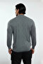 Men's Gray Regular Fit Half Zipper Stand Collar Argyle Pattern Knitwear Winter Long Sleeve Sweater - 4