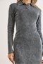 Women's Anthracite Polo Neck Washable Stretchy Mini Dress Elb-19002547 - 5