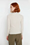 Women's Stylish Stand Collar Fitted Acrylic Knit Sweater with Openwork Pattern Long Sleeve for Everyday Outfits - 4