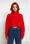 Women's Oversize Crop Zippered Stand Collar Thessaloniki Woven Acrylic Knitwear Sweater for Winter Daily Outfits - 2