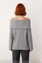 Women's Anthracite Textured Regular Fit Carmen Collar Knitwear Sweater Winter Standard Sleeve Comfortable Clothing - 4