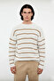 Men's Oversized Crew Neck Striped Thessaloniki Woven Thick Acrylic Winter Sweater Comfortable Style - 2