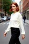 Women's Pearl Detailed Regular Fit Crew Neck Low Sleeve Ribbed Knitwear Sweater Model Quality