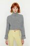 Women's Oversize Super Crop Turtleneck Long Sleeve Acrylic Knitwear Sweater Winter Casual Chic - 2