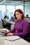 Women's Purple Ribbed Stand Collar Long Sleeve Knit Sweater Adds an Elegant Touch to Your Winter and Autumn Outfits. - 3