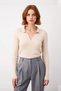 Women's Polo Neck Ribbed Knit Sweater Offers Everyday Chic with Its Fitted Cut Ideal for Cold Weather - 2