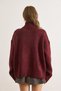 Women's Burgundy Ribbed Detailed Thick Oversize Knit Sweater Kzk-19001028 - 4
