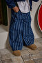 Striped Denim Trousers Dark Blue - 7