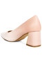 Women Beige & White Metallic Accent Block Heel Pumps - 3