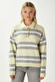 Otto Soft Textured Polo Neck Yellow Gray Striped Sweater