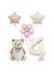 Istoc Cream Color Number and Teddy Bear Star Daisy Foil Balloon Set Age 4