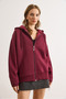 Women's Burgundy Asymmetrical Ribbed Cuff Detailed Oversize Sweatshirt Swt-19000765 - 3