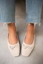 Linda Beige Suede Women's Ballerinas with Bow Detail