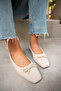 Linda Beige Suede Women's Ballerinas with Bow Detail - 2