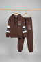 Children's Brown Printed Zippered Tracksuit Set - 3