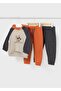 1-4 Years Old Baby Boy Kangaroo Pocket Sweatshirt and 2-Piece Sweatpants Set – Beige, Orange, Anthracite