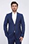 Slim Fit Mono Collar Blue Suit - 6