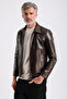 Maroquin Leather Pirlo Men's Shirt Collar Leather Coat