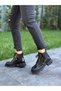 Black Patent Leather Lace-Up Women's Casual Boots