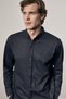 Navy Blue Smart Button Collar Long Sleeve Pocketless Slim Fit Casual Shirt 1004255172