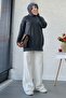 Mercerized Women's Tunic with Button Detail on the Sleeve – Anthracite - 5