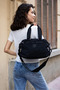 Women's Black Crinkle Fabric Medium Size Crossbody Hand & Shoulder Bag - 2