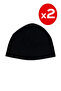 Unisex Black Fleece Beanie, 2 Pieces Thermal Winter Hat Beanie