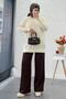 Mercerized Women's Tunic with Button Detail on the Sleeve – Ecru - 6