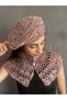 Hand Knitted French Painter Beret and Neck Collar Women's Set Pink - 4