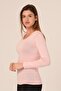 Round Neck Long Sleeve Cotton Salmon Bodysuit - 2