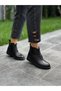 Black Leather Padding Women's Casual Boots - 3