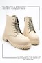 Casual Women's Beige Boots Rhinestone Lace-Up Thick High-Soled Soft Lightweight Comfortable Bootie 2077 - 4