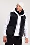Men's regular fit classic cut fur detailed Mock Neck double pocket warm black vest - 5