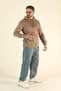 Men's Winter Soft Textured Fleece Lined Sweatshirt - Brown Regular Side Pocket Hoodie