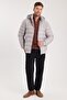 Men's Relax Fit Comfortable Cut Double Pocket Hooded Warm Fleece Lined Gray Coat - 5